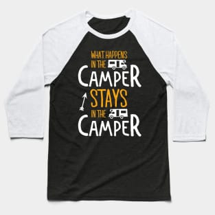 Camping: What happens in the camper stays in the camper Baseball T-Shirt